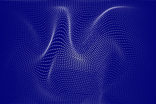 Abstrait de vague de technologie numérique avec des points et des lignes se déplaçant dans l'espace moderne futuriste
