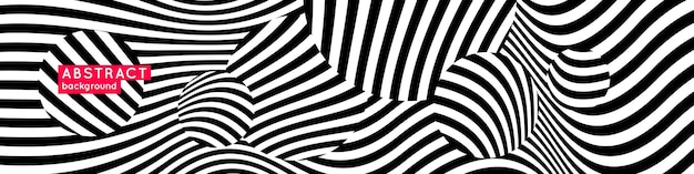 Abstrait Avec Des Vagues Contrastées Dynamiques Illustration Vectorielle Moderne Rayures Noires Et Blanches