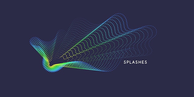 Abstrait De Vecteur Avec Des Ondes Dynamiques, Des Lignes Et Des Particules. Illustration Adaptée à La Conception