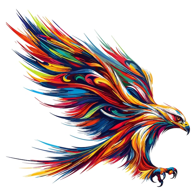 Vecteur abstrait vectoriel hawk eagle peint en plusieurs couleurs illustration de dessin en couleurs