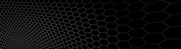 Abstrait vectoriel de technologie avec maille hexagonale, abstraction 3D de la nanotechnologie et de la science, électronique et style numérique, perspective dimensionnelle du filet métallique.