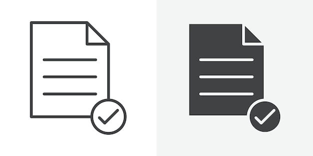 Accepter l'icône du document Le signe vectoriel du contour