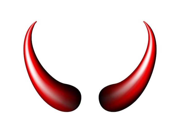 Vecteur accessoires de démon satan réalistes rouges et noirs halloween devil horns