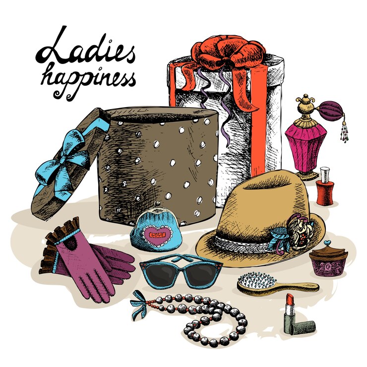 Vecteur accessoires femme fond