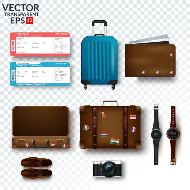 Accessoires de voyage préparés pour le voyage isolé