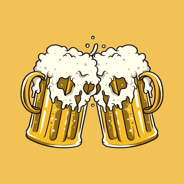 Acclamations Bière Crâne Logo Illustration Vectorielle