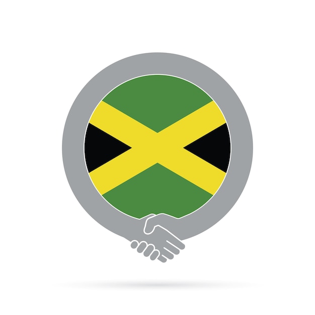 Accord D'icône De Poignée De Main Drapeau Jamaïcain Concept De Coopération De Bienvenue