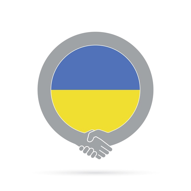 Accord D'icône De Poignée De Main Du Drapeau Ukrainien Concept De Coopération De Bienvenue