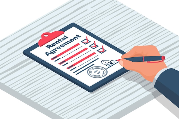 Accord de location Contrat immobilier Une personne signe un document Location et vente de biens immobiliers