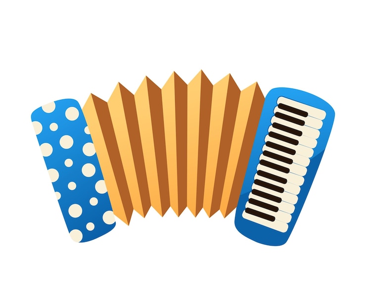 Vecteur accordéon ou bayan russe. illustration de dessin animé de vecteur d'instrument de musique folklorique ethnique.