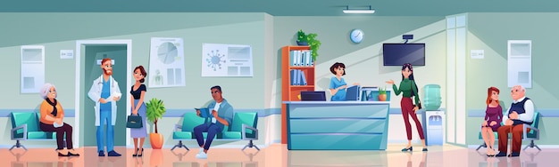 Accueil à la clinique hospitalière médecins et patients