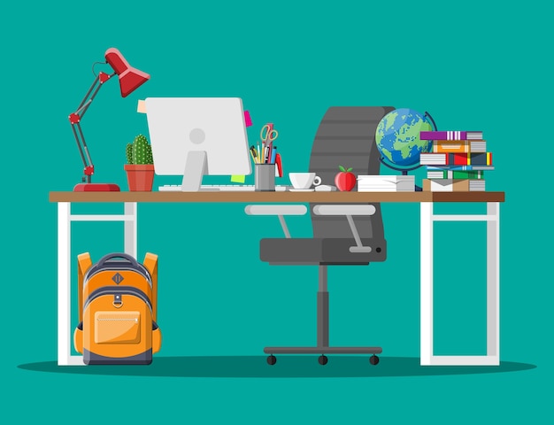 Accueil enfant de table pour apprendre et étudier. Devoirs scolaires.