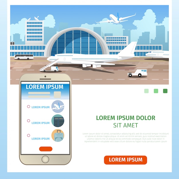 Achat de billets d'avion en ligne Service Vector