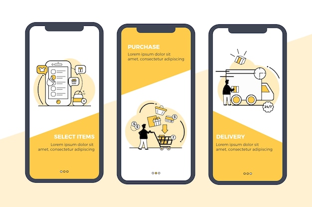 Achat d'un ensemble d'écrans d'application d'intégration en ligne