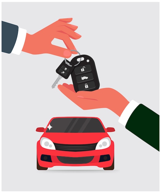 Achat ou location d'une nouvelle voiture rouge illustration de stock