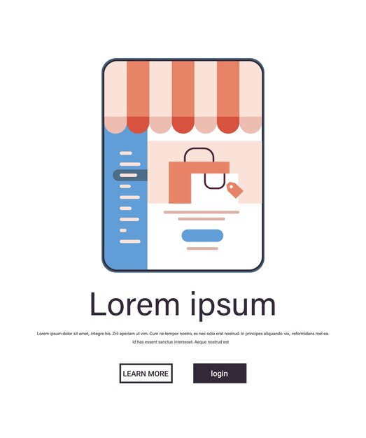 Achats en ligne sur l'application de site Web entreprise internet e-commerce marketing numérique concept tablet pc écran copie