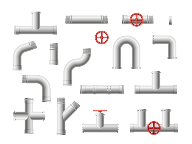 Vecteur acier métal eau, pétrole, gazoduc, canalisations d'égouts. vannes rondes et raccordement de tuyau avec boulons.