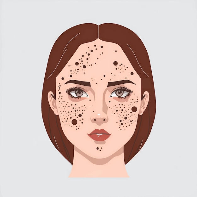 Vecteur acné fille peau visage soins de la peau concept illustration vectorielle