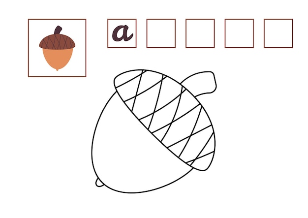 Acorn Oak - livre de coloriage et mots croisés pour enfants. Guide pédagogique pour enfants. Devinant