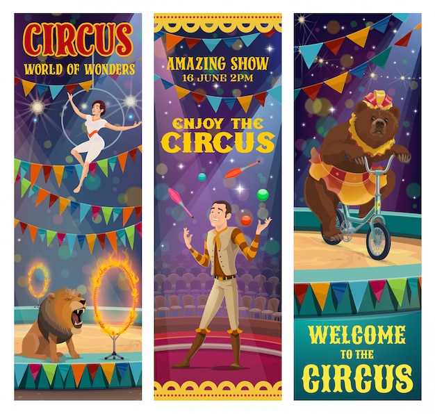 Acrobate de cirque, jongleur, ours dressé, animal lion