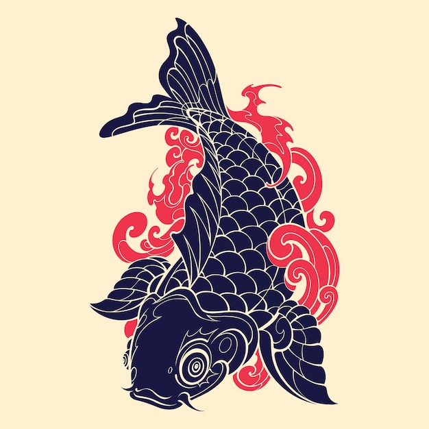 Actif Japonais Koi Fish Vector Art