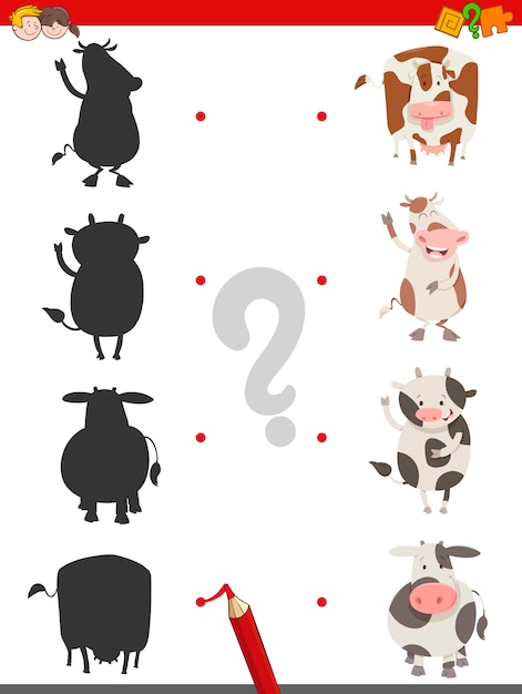 Activité De Silhouette Avec Des Animaux De Vache