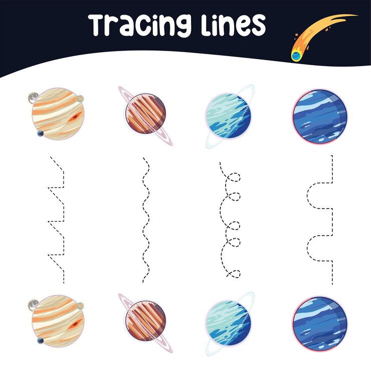 Activité de traçage des lignes pour les enfants Feuille de travail de traçage pour les enfants Feuille de travail éducative à imprimer