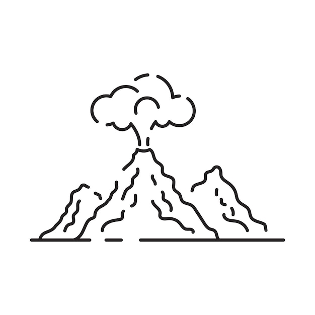 Activité volcanique icône linéaire les éruptions volcaniques sont une source majeure de problème de pollution naturelle illustration de catastrophe naturelle contour symbole vecteur contour isolé