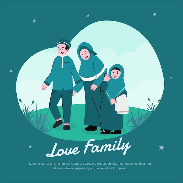 Activités musulmanes en famille le jour de l'Aïd Illustration