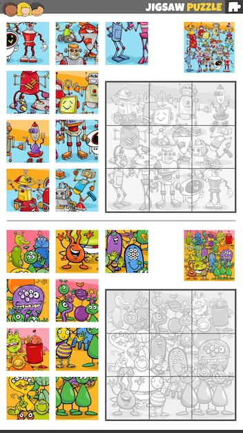 Activités De Puzzle Avec Des Personnages Fantastiques De Dessins Animés