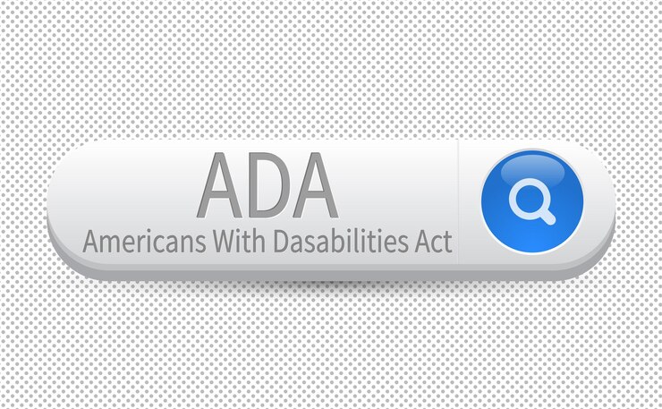 Vecteur ada americans with disabilities act requête dans la barre de recherche d'un navigateur internet affiche d'informations sur le bouton de recherche illustration vectorielle