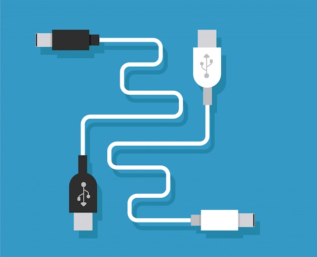 Vecteur adaptateur de chargeur usb pour smartphone avec câble micro usb (prise et connecteur pour pc et appareils mobiles)