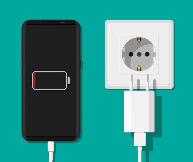 Vecteur adaptateur pour smartphone et chargeur.