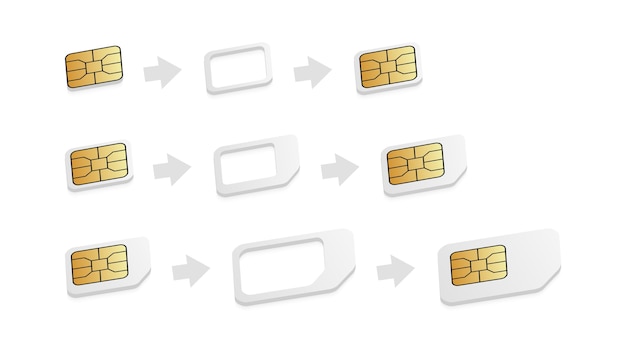 Vecteur adaptateurs de carte sim réalistes.