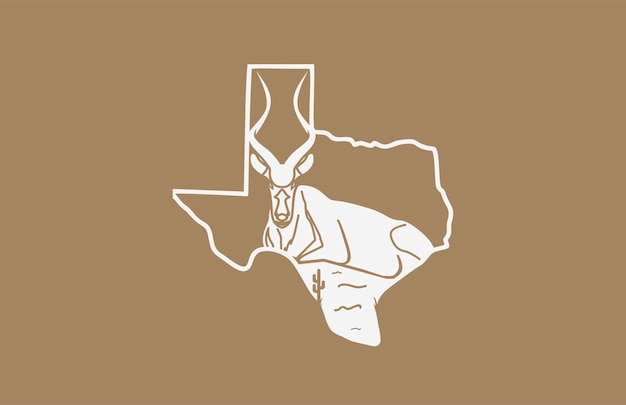 Vecteur addax avec création de logo vectoriel minimal texas line