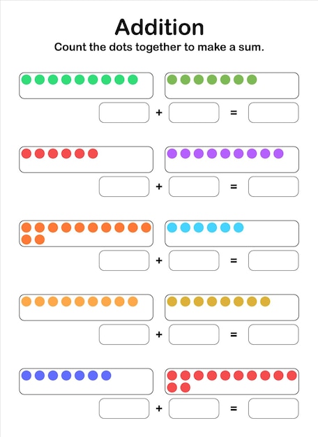 Additions jusqu'à 40. Comptez les points ensemble pour faire une somme.