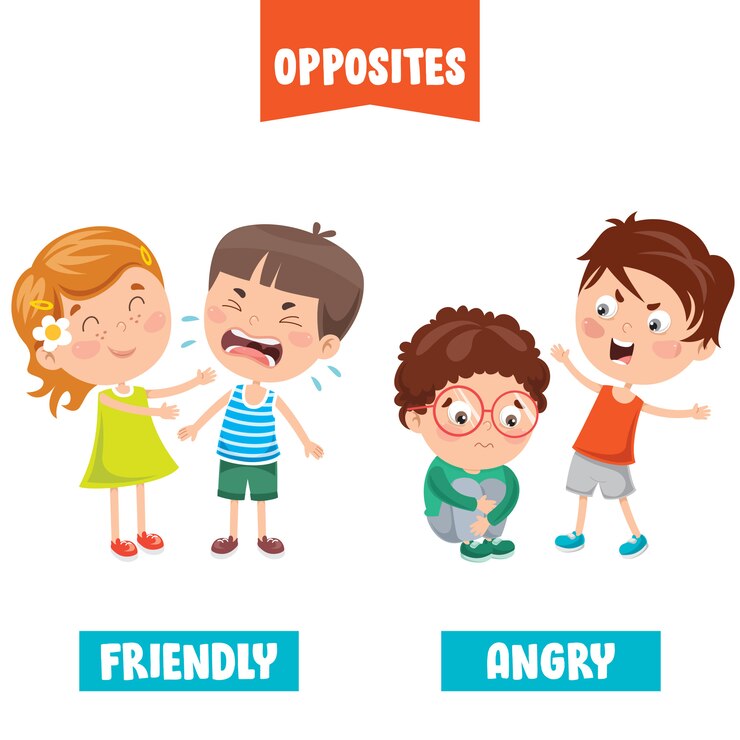 Adjectifs opposés avec des dessins animés