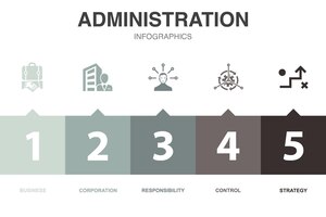 Administration icons infographic design template creative concept with 5 options