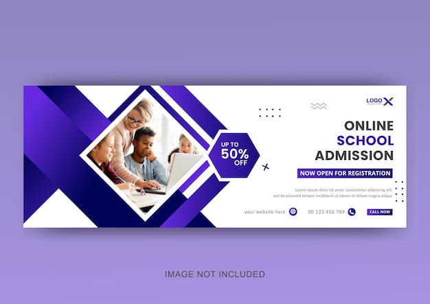 Admission à l'éducation sur la conception de la couverture des médias sociaux et le modèle modifiable de conception de la bannière Web