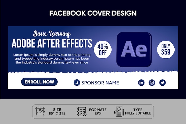 Adobe After Effects Learning Création de modèle de couverture Facebook