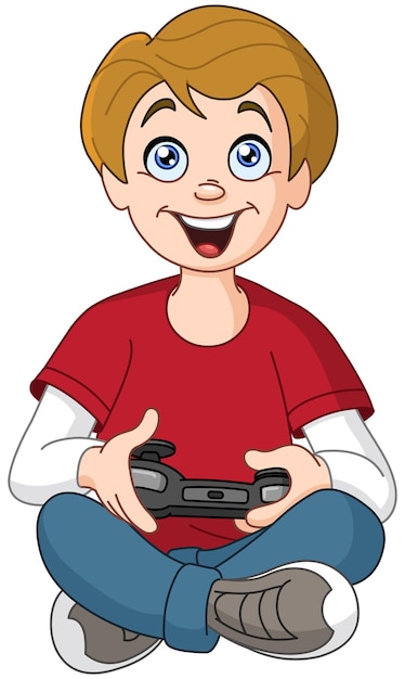 Un adolescent heureux jouant à une console de jeux vidéo
