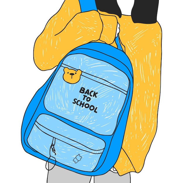 Vecteur adolescent avec un sac à dos illustration vectorielle de retour à l'école isolée sur blanc