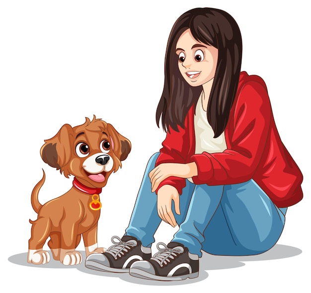 Une adolescente avec son chien