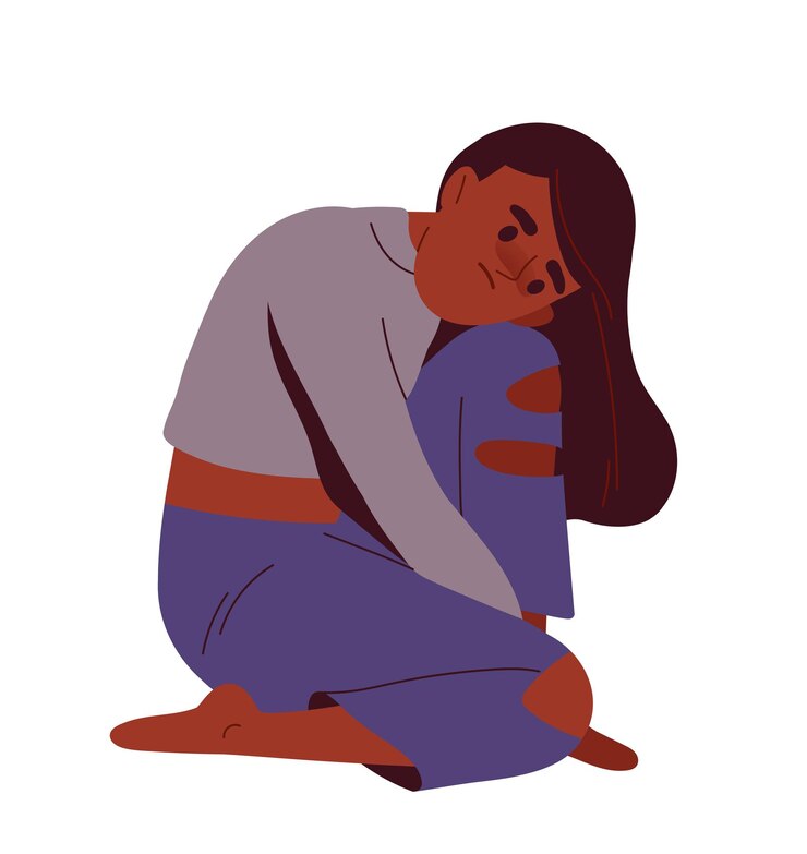 Vecteur adolescente souffrant d'une maladie psychologique fille triste santé mentale et psychologie frustration et