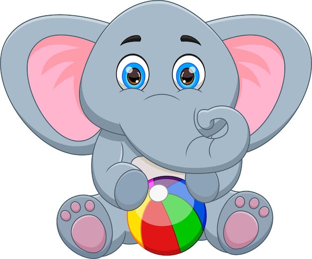 Adorable Bébé éléphant Avec Ballon Gonflable