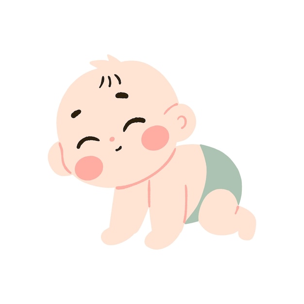 Adorable bébé heureux rampant nourrisson tout-petit enfant illustration dessin animé mignon