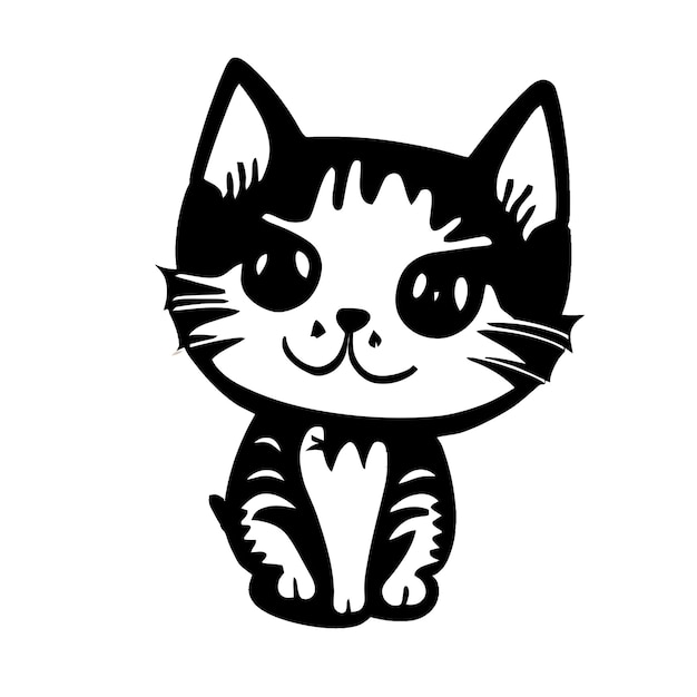 Vecteur adorable chaton noir et blanc