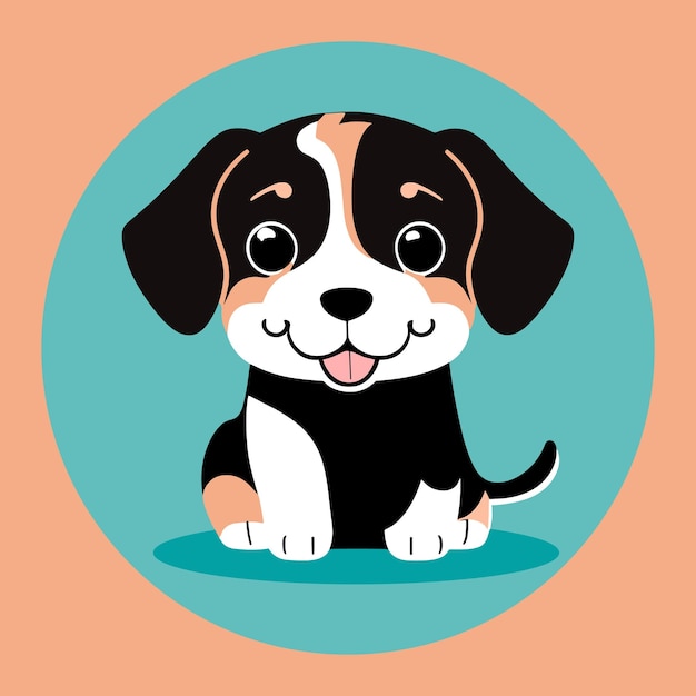 Vecteur adorable chiot de beagle kawaii dans un style vectoriel plat minimaliste