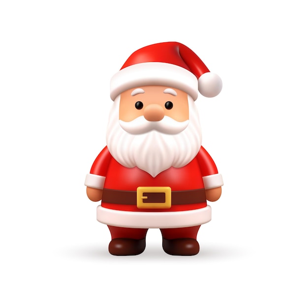 Adorable dessin animé mignon Père Noël Joyeux Noël personnage 3d icône illustration vectorielle réaliste