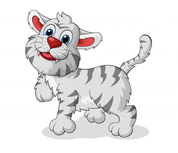 Vecteur adorable dessin animé de tigre blanc